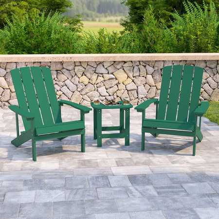 Flash Furniture Green Adirondack Side Table and 2 Chair Set JJ-C14501-2-T14001-GRN-GG